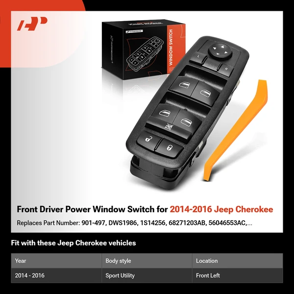 Front Driver Power Window Switch for 2014-2016 Jeep Cherokee