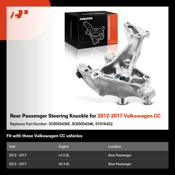 Rear Passenger Steering Knuckle for 2012-2017 Volkswagen CC