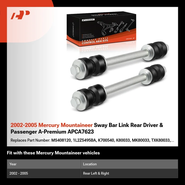 2002-2005 Mercury Mountaineer Sway Bar Link Rear Driver & Passenger A-Premium APCA7623