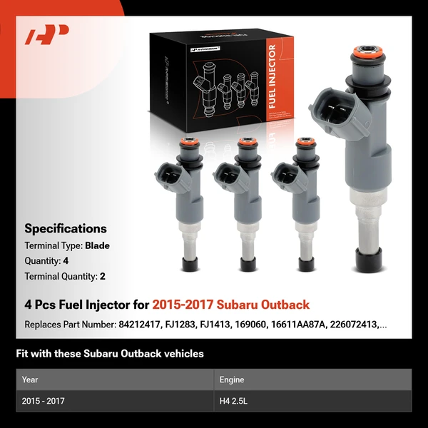4 Pcs Fuel Injector for 2015-2017 Subaru Outback