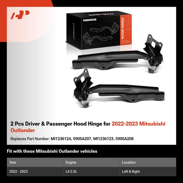 2 Pcs Driver & Passenger Hood Hinge for 2022-2023 Mitsubishi Outlander