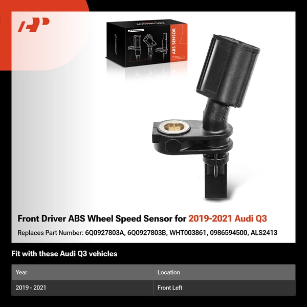 Front Driver ABS Wheel Speed Sensor for 2019-2021 Audi Q3