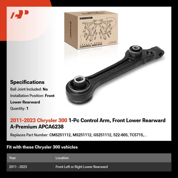 2011-2023 Chrysler 300 1-Pc Control Arm, Front Lower Rearward A-Premium APCA6238