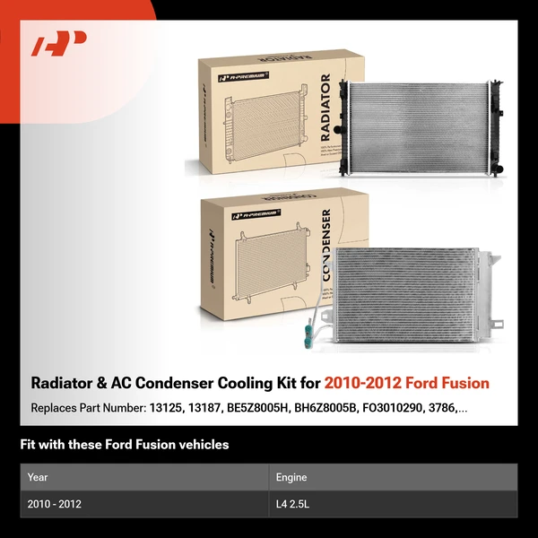 Radiator & AC Condenser Cooling Kit for 2010-2012 Ford Fusion