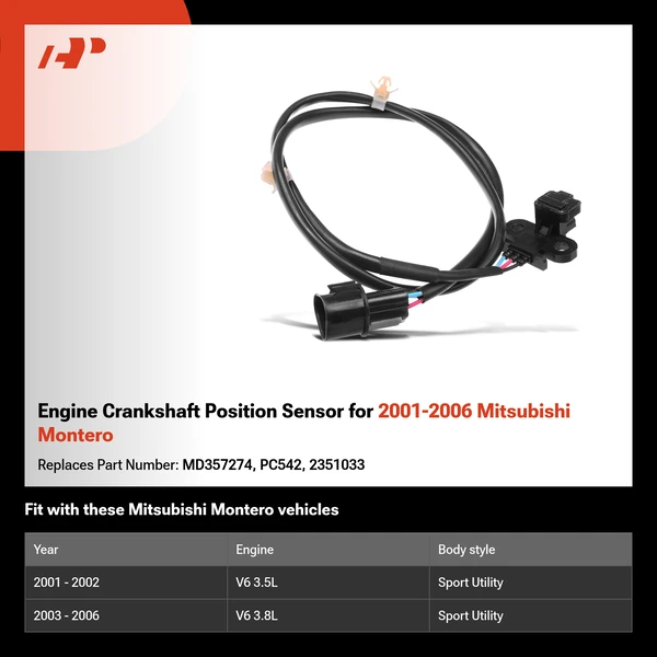 Engine Crankshaft Position Sensor for 2001-2006 Mitsubishi Montero