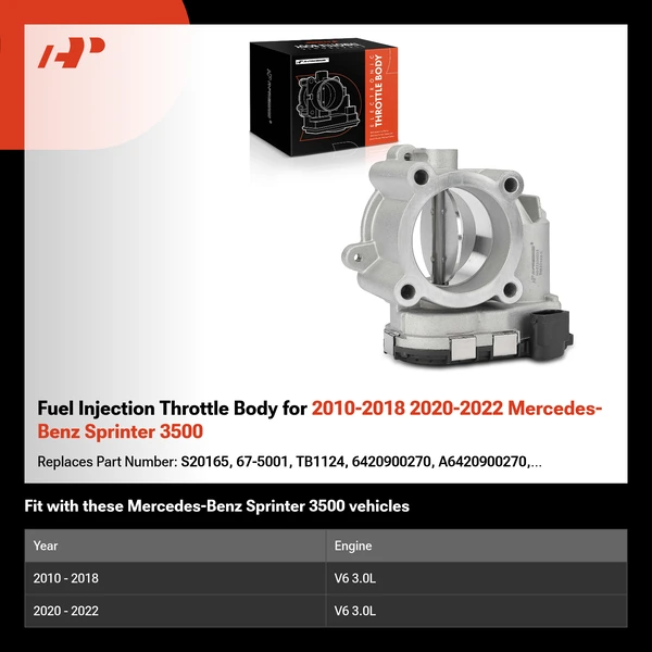 Fuel Injection Throttle Body for 2010-2018 2020-2022 Mercedes-Benz Sprinter 3500