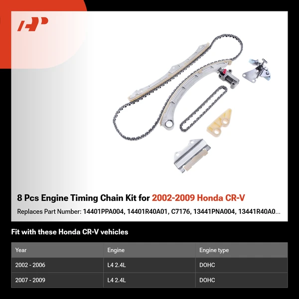 8 Pcs Engine Timing Chain Kit for 2002-2009 Honda CR-V