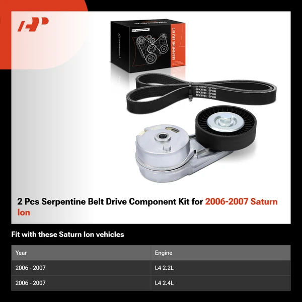 2 Pcs Serpentine Belt Drive Component Kit for 2006-2007 Saturn Ion