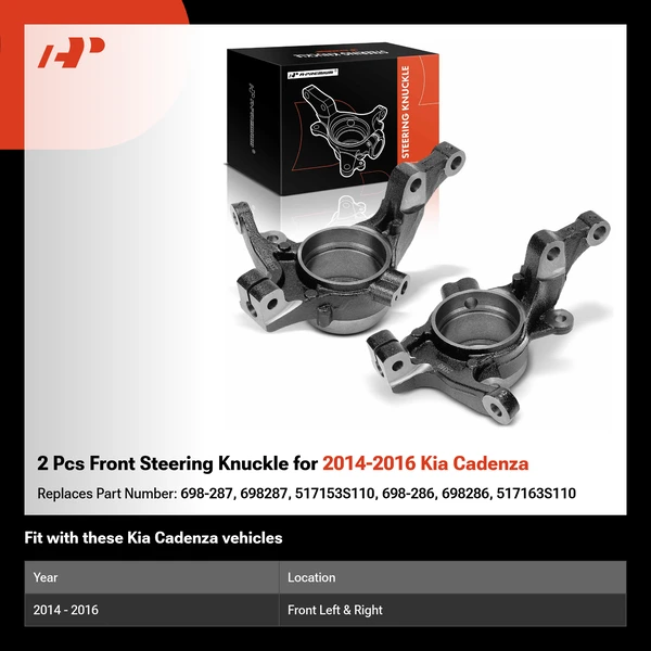2 Pcs Front Steering Knuckle for 2014-2016 Kia Cadenza