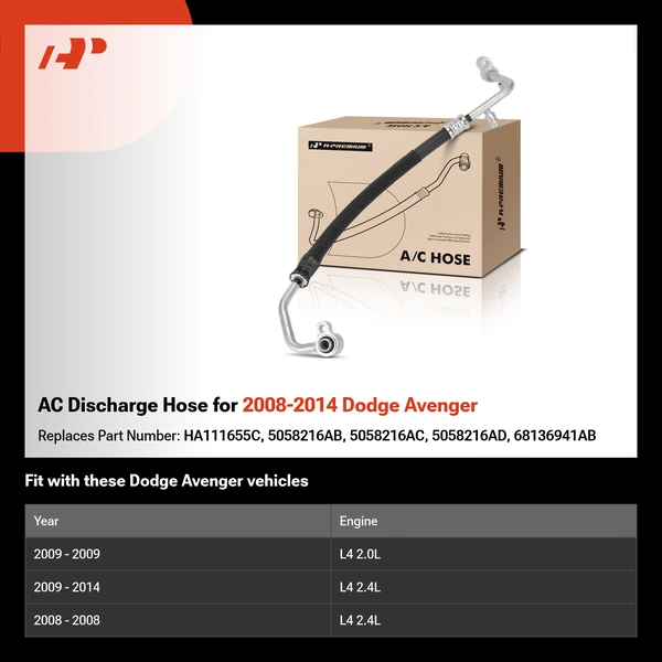 AC Discharge Hose for 2008-2014 Dodge Avenger