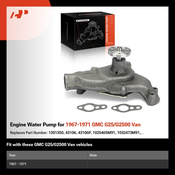 Engine Water Pump for 1967-1971 GMC G25/G2500 Van