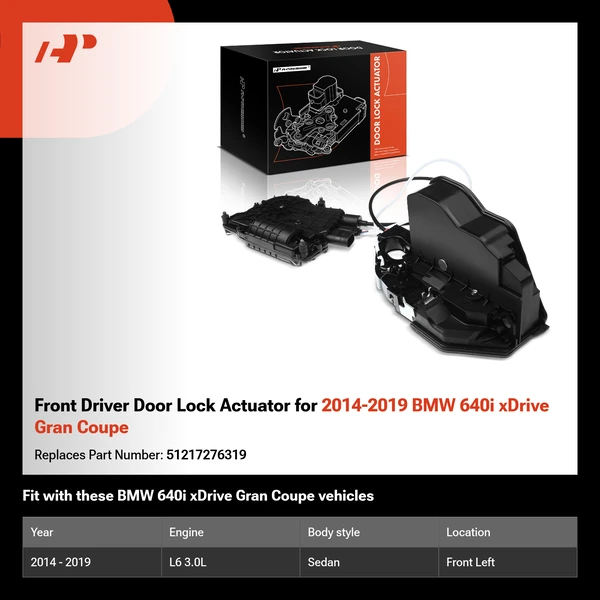Front Driver Door Lock Actuator for 2014-2019 BMW 640i xDrive Gran Coupe