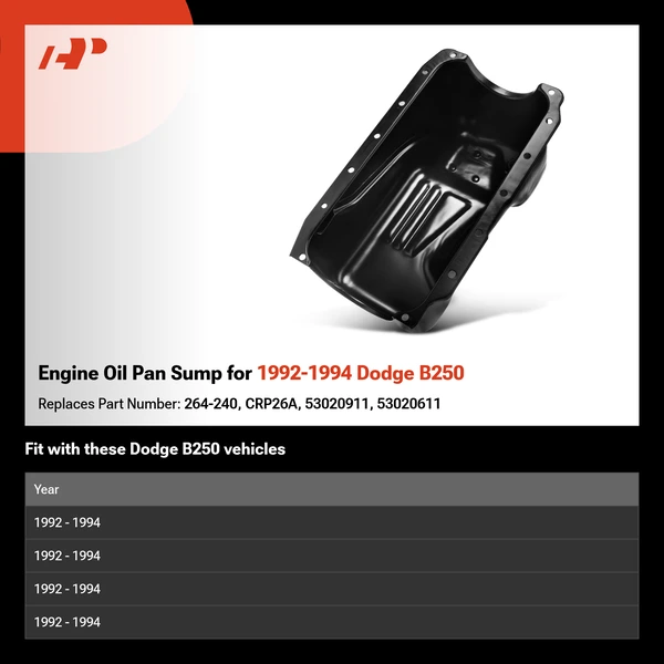 Engine Oil Pan Sump for 1992-1994 Dodge B250