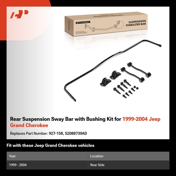 Rear Suspension Sway Bar with Bushing Kit for 1999-2004 Jeep Grand Cherokee
