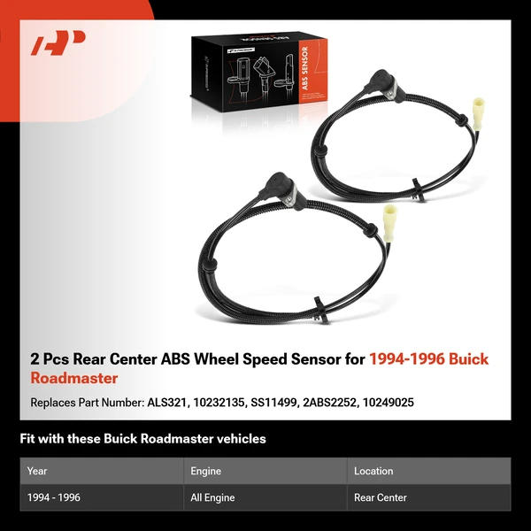 2 Pcs Rear Center ABS Wheel Speed Sensor for 1994-1996 Buick Roadmaster