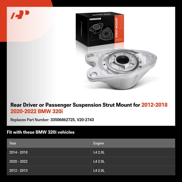 Rear Driver or Passenger Suspension Strut Mount for 2012-2018 2020-2022 BMW 320i