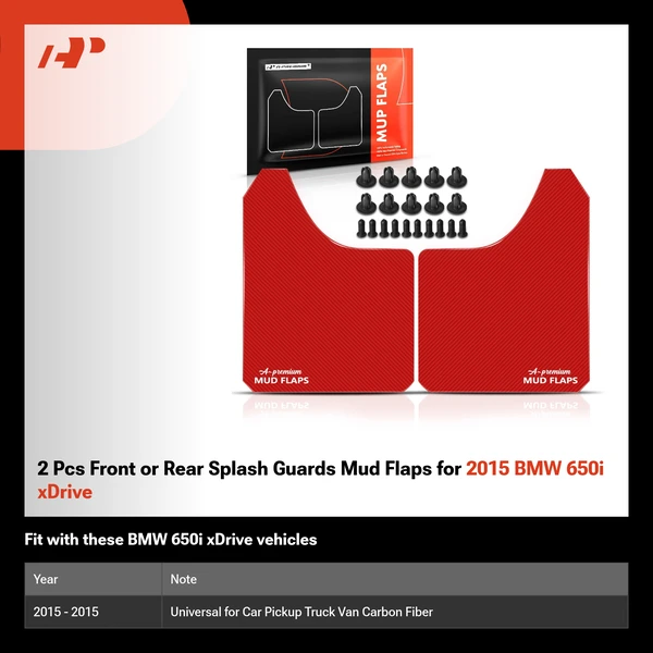 2 Pcs Front or Rear Splash Guards Mud Flaps for 2015 BMW 650i xDrive