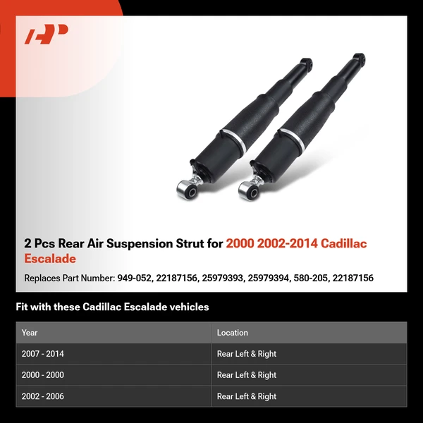 2 Pcs Rear Air Suspension Strut for 2000 2002-2014 Cadillac Escalade