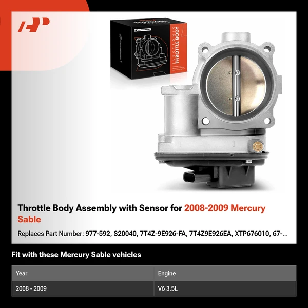 Throttle Body Assembly with Sensor for 2008-2009 Mercury Sable