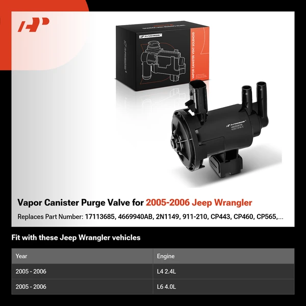 Vapor Canister Purge Valve for 2005-2006 Jeep Wrangler
