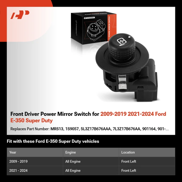 Front Driver Power Mirror Switch for 2009-2019 2021-2024 Ford E-350 Super Duty