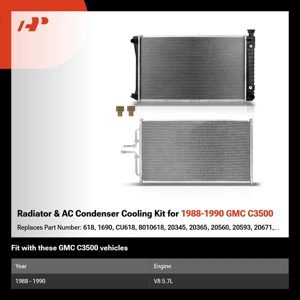Radiator & AC Condenser Cooling Kit for 1988-1990 GMC C3500