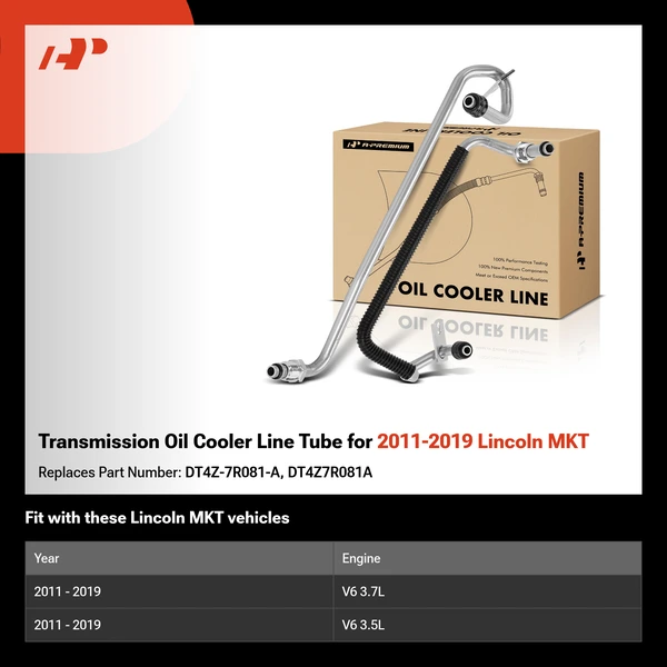 Transmission Oil Cooler Line Tube for 2011-2019 Lincoln MKT