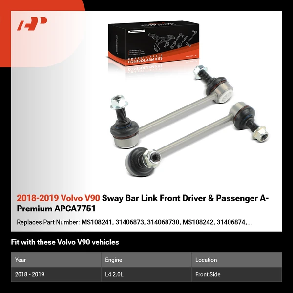 2018-2019 Volvo V90 Sway Bar Link Front Driver & Passenger A-Premium APCA7751