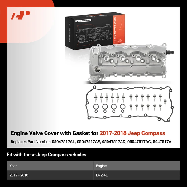 Engine Valve Cover with Gasket for 2017-2018 Jeep Compass