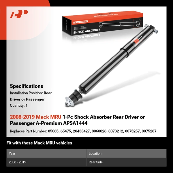 2008-2019 Mack MRU 1-Pc Shock Absorber Rear Driver or Passenger A-Premium APSA1444