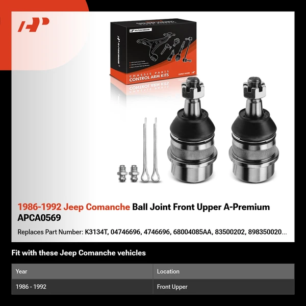 1986-1992 Jeep Comanche Ball Joint Front Upper A-Premium APCA0569