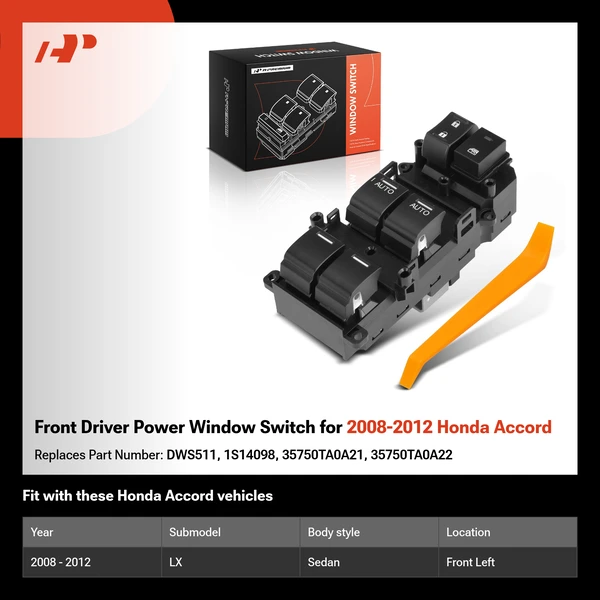 Front Driver Power Window Switch for 2008-2012 Honda Accord