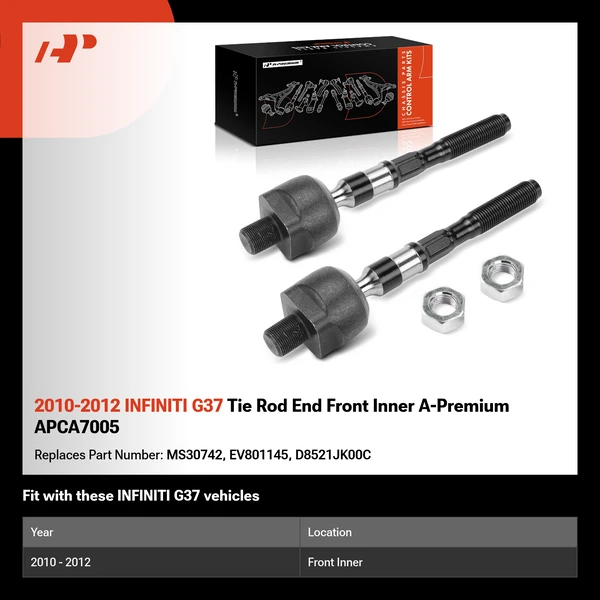 2010-2012 INFINITI G37 Tie Rod End Front Inner A-Premium APCA7005