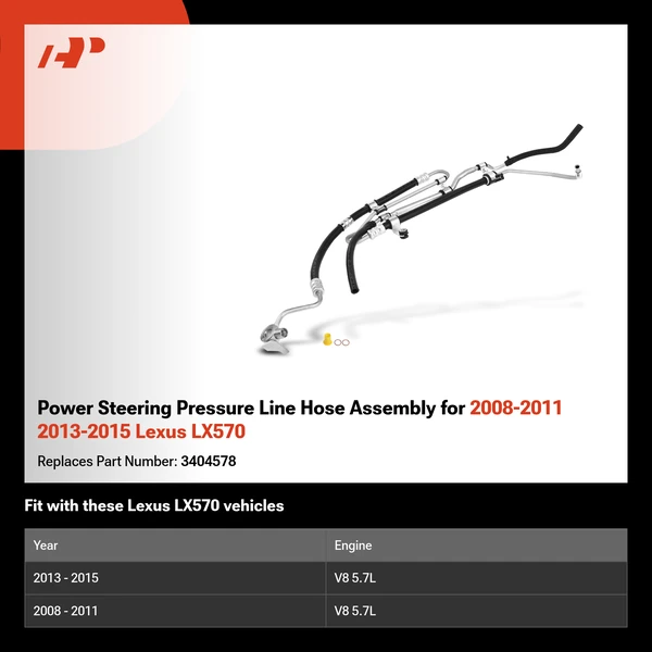 Power Steering Pressure Line Hose Assembly for 2008-2011 2013-2015 Lexus LX570