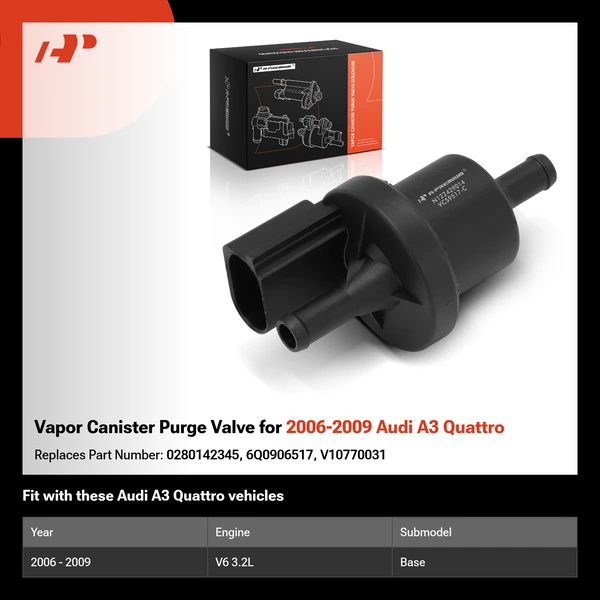 Vapor Canister Purge Valve for 2006-2009 Audi A3 Quattro
