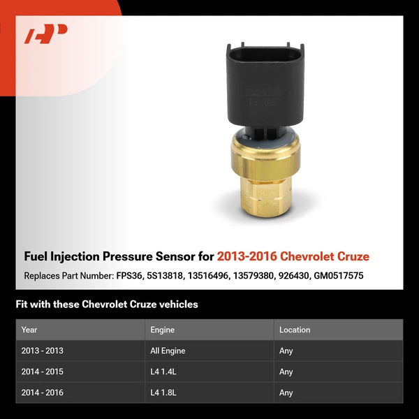 Fuel Injection Pressure Sensor for 2013-2016 Chevrolet Cruze