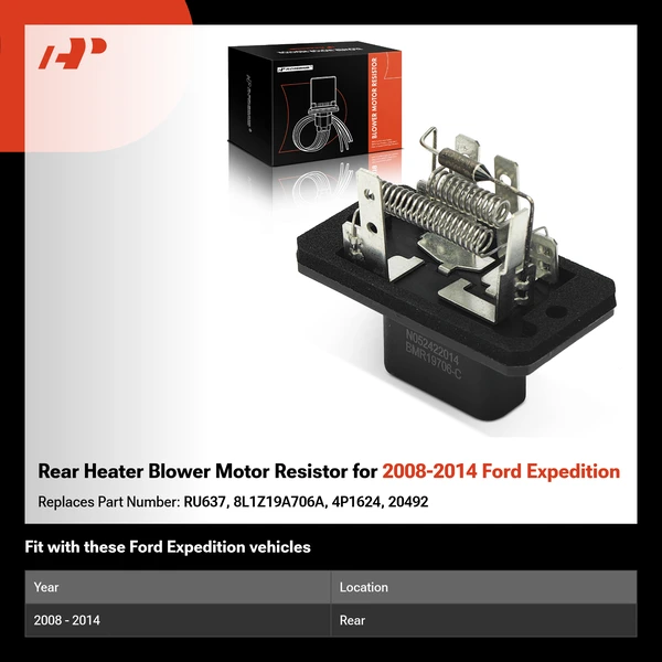 Rear Heater Blower Motor Resistor for 2008-2014 Ford Expedition
