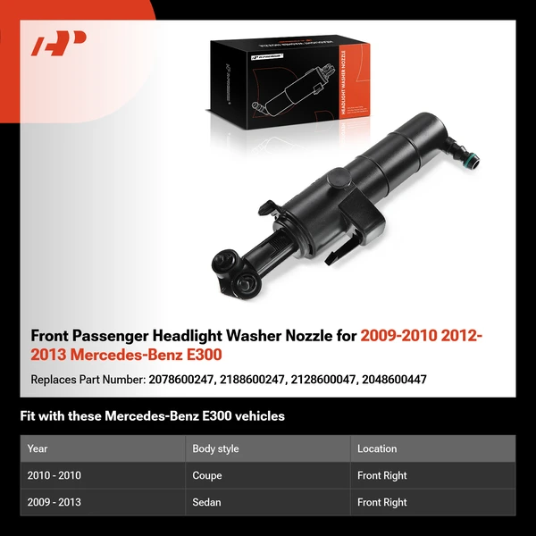Front Passenger Headlight Washer Nozzle for 2009-2010 2012-2013 Mercedes-Benz E300