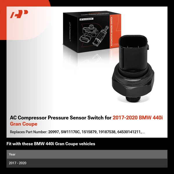 AC Compressor Pressure Sensor Switch for 2017-2020 BMW 440i Gran Coupe