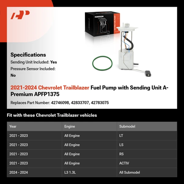 2021-2024 Chevrolet Trailblazer Fuel Pump with Sending Unit A-Premium APFP1375