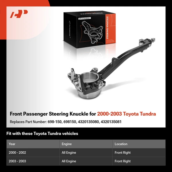 Front Passenger Steering Knuckle for 2000-2003 Toyota Tundra