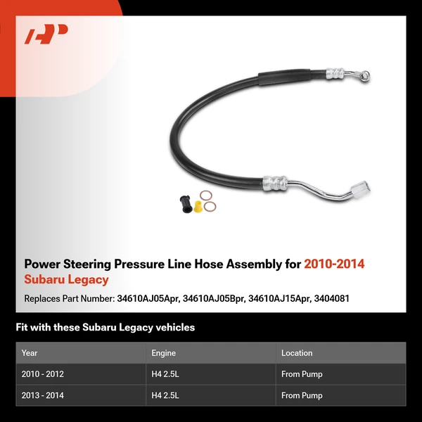 Power Steering Pressure Line Hose Assembly for 2010-2014 Subaru Legacy