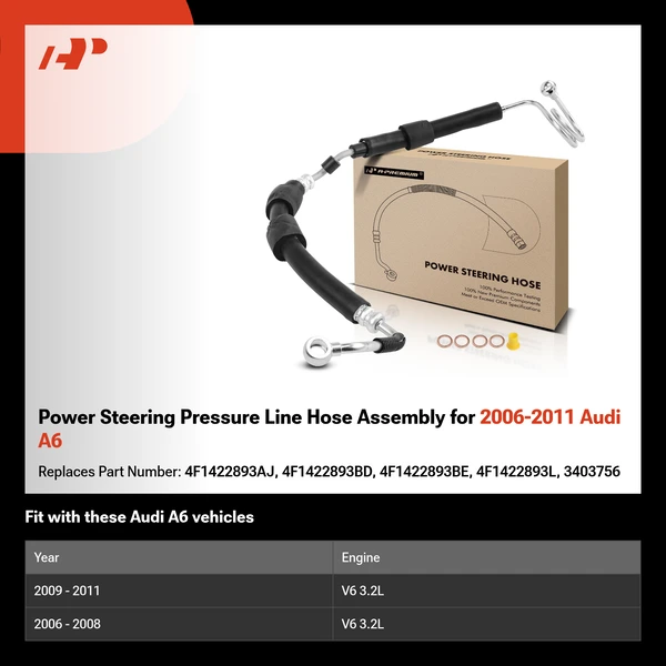 Power Steering Pressure Line Hose Assembly for 2006-2011 Audi A6