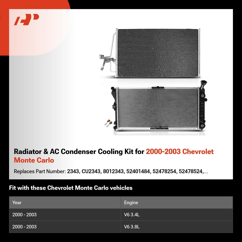 Radiator & AC Condenser Cooling Kit for 2000-2003 Chevrolet Monte Carlo