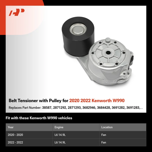 Belt Tensioner with Pulley for 2020 2022 Kenworth W990