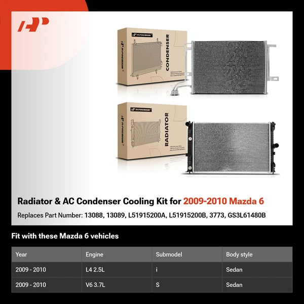 Radiator & AC Condenser Cooling Kit for 2009-2010 Mazda 6