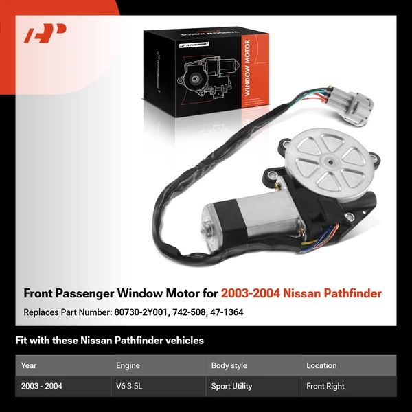 Front Passenger Window Motor for 2003-2004 Nissan Pathfinder