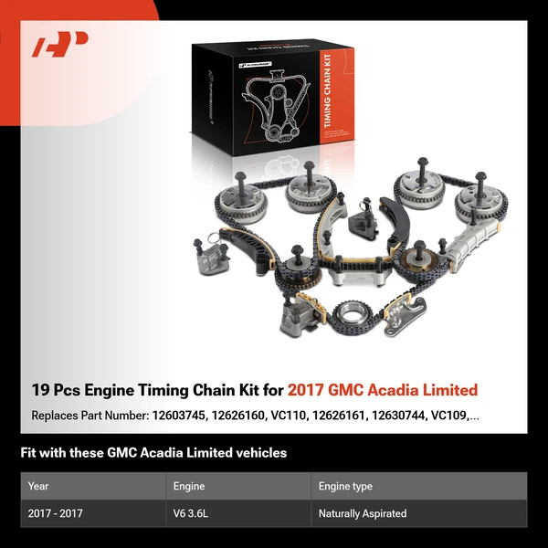 19 Pcs Engine Timing Chain Kit for 2017 GMC Acadia Limited