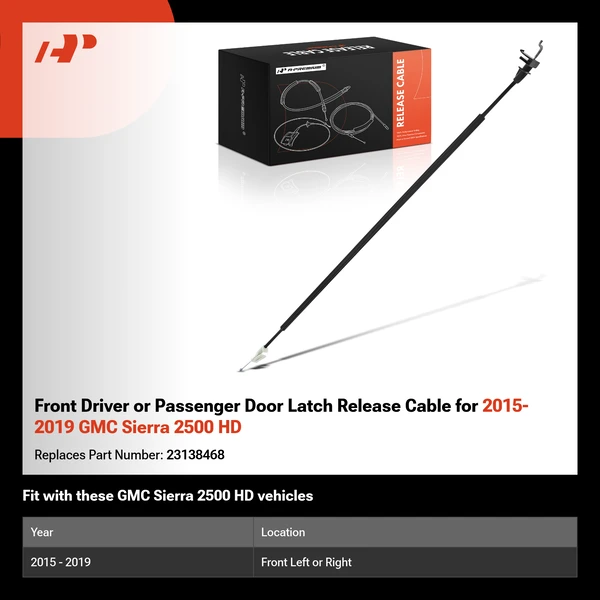 Front Driver or Passenger Door Latch Release Cable for 2015-2019 GMC Sierra 2500 HD