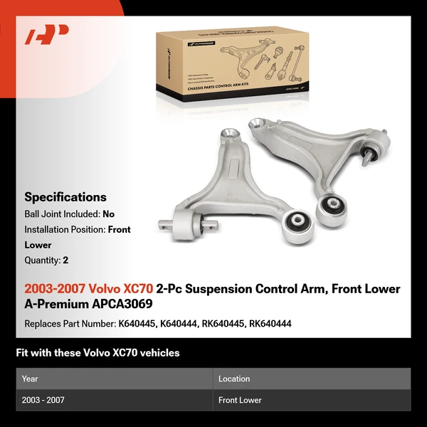 2003-2007 Volvo XC70 2-Pc Suspension Control Arm, Front Lower A-Premium APCA3069